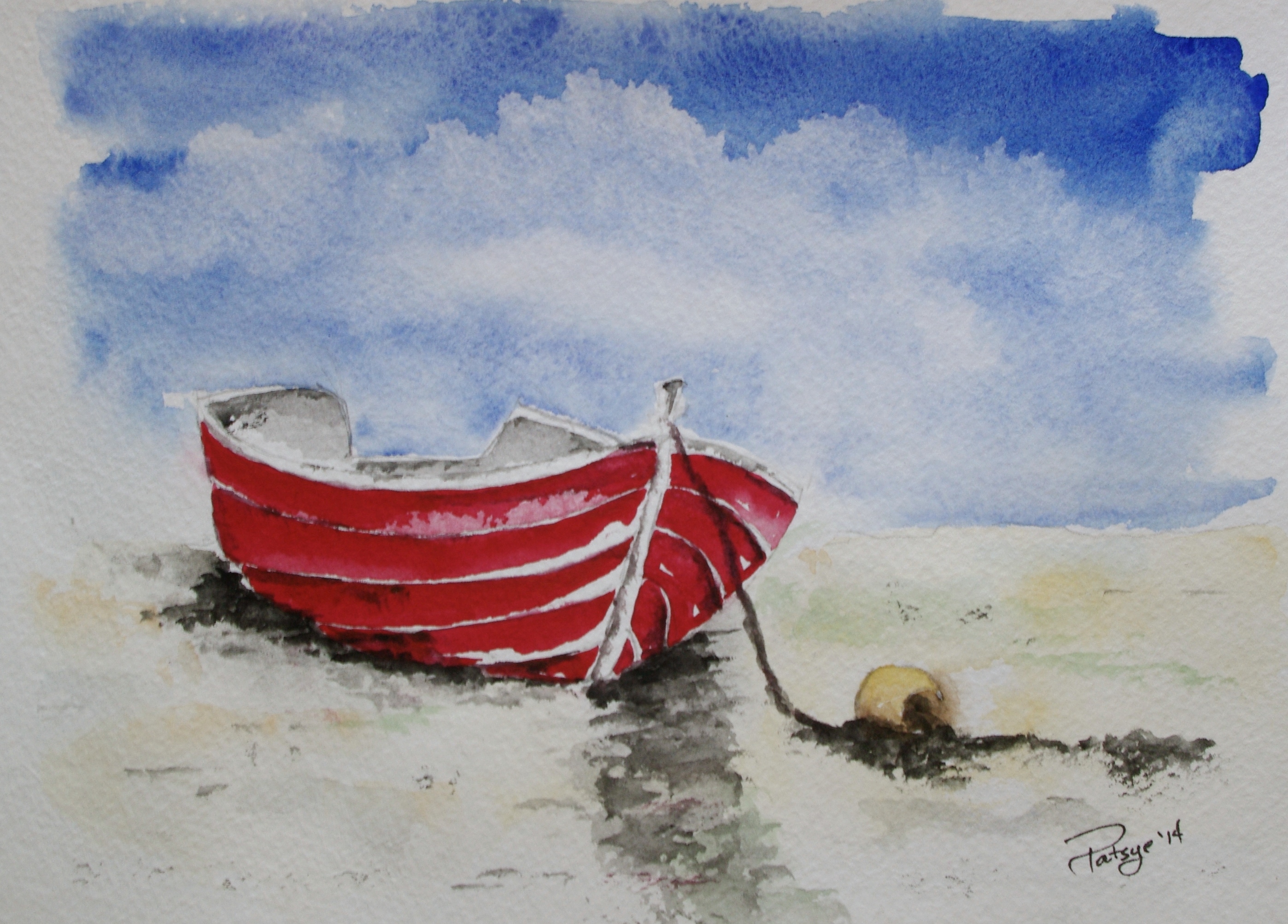 little red rowboat watercolor whimseytopia